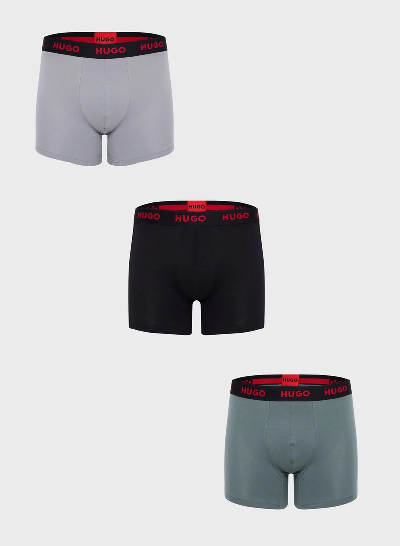 HUGO 3 Pack Logo Band Trunks