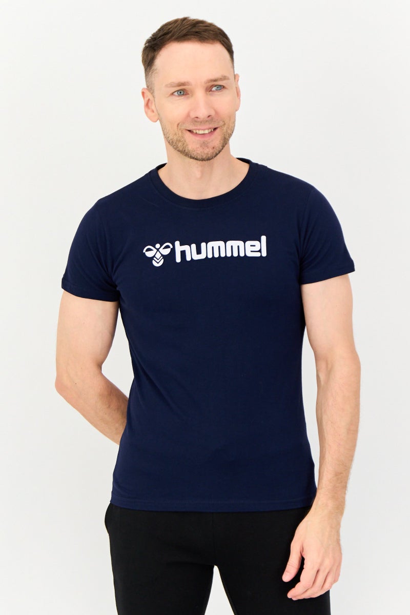 Hummel تي شيرت تدريب قصير الأكمام للرجال، رياضي، Navy - Image 1