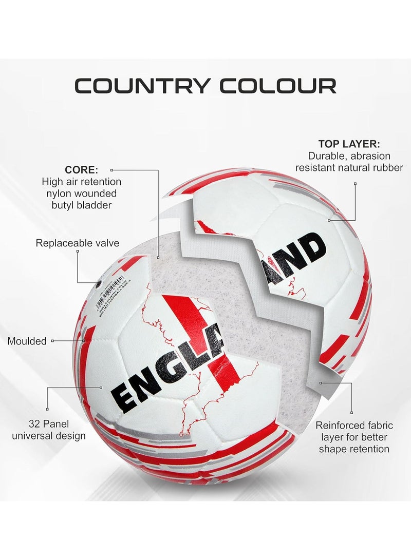 Nivia Country Color Endland Football | Size 5 | Machine Stitched | Rubberized Molded | 12 Panel | Waterproof | Soccer Ball - Image 2