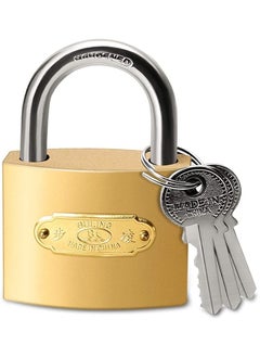 COWOX Cowox Brass Polished Weatherproof Security PadlockKeyed LockDoor Lock with 3 Keys for Tool BoxShuttersGateShopOfficeMain Door75 MM  - Image 1