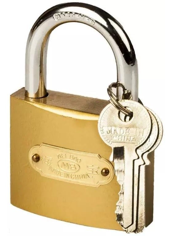 COWOX Cowox Brass Polished Weatherproof Security PadlockKeyed LockDoor Lock with 3 Keys for Tool BoxShuttersGateShopOfficeMain Door75 MM  - Image 5