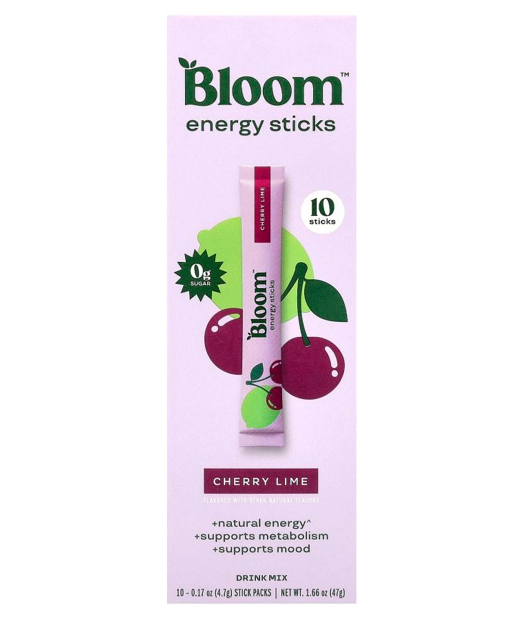 BLOOM Energy Sticks Cherry Lime 10 Stick Packs 0.17 oz (4.7 g) Each