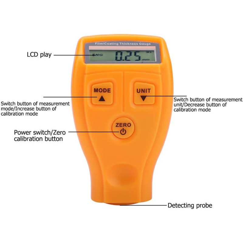 Paint Thickness Gauge: Orange - Car & User Dual Modes, 3 Switchable Measurement Modes, Metric & Imperial Units Coating Thickness Gauge for Automotive Paint Depth Testing, Metal Substrate Coating Measu - Image 4