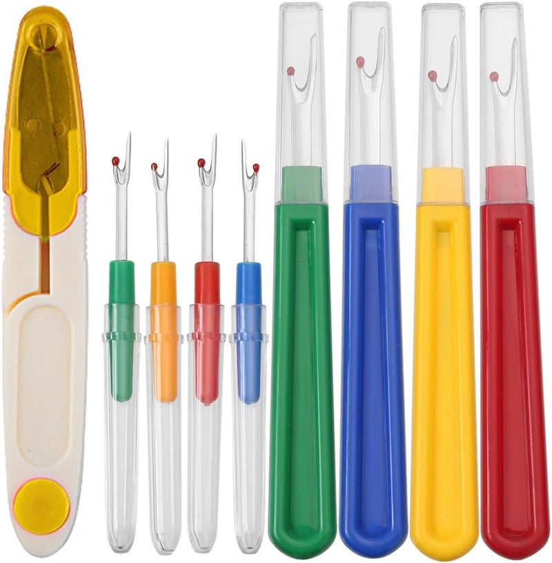Borogo Seam Rippers for Sewing - Seam Ripper and Thread Remover Kit for Sewing 4 Big and 4 Small Stitch Ripper Tool and 1 Thread Snips - Image 1
