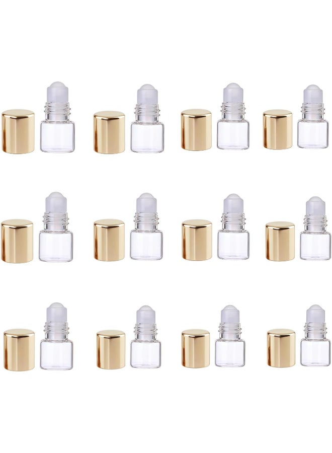 Tustao Glass Essential Oil Roller Bottles12 Pcs Gold 1ml Mini Glass Roll on Bottles Roller Refillable Essential Oil Aromatherapy Sample Vials Container Refillable Cosmetic Roller Bottles - Image 2