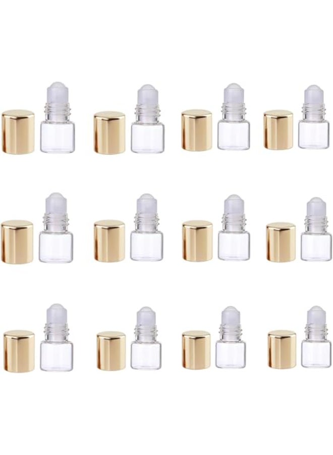 Tustao Glass Essential Oil Roller Bottles12 Pcs Gold 1ml Mini Glass Roll on Bottles Roller Refillable Essential Oil Aromatherapy Sample Vials Container Refillable Cosmetic Roller Bottles - Image 1