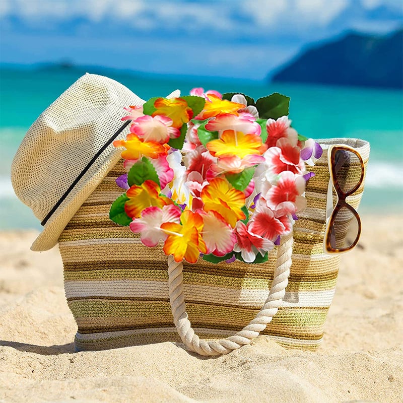 Aviski 32pcs Hawaiian Leis Party Decorations, Necklace Flowers Bracelets Headband, Tropical Hawaiian Party Night Bar Vacation - Image 5