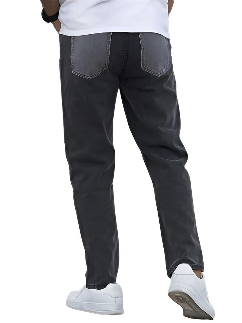 Ben Martin Men's Stretchable Slim Fit Grey Color Block Casual Denim High Rise Jeans Size 28 - Image 2