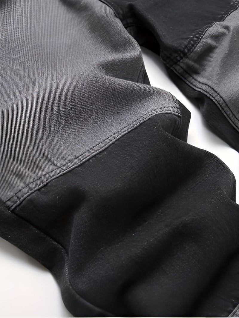 Ben Martin Men's Stretchable Slim Fit Grey Color Block Casual Denim High Rise Jeans Size 28 - Image 3