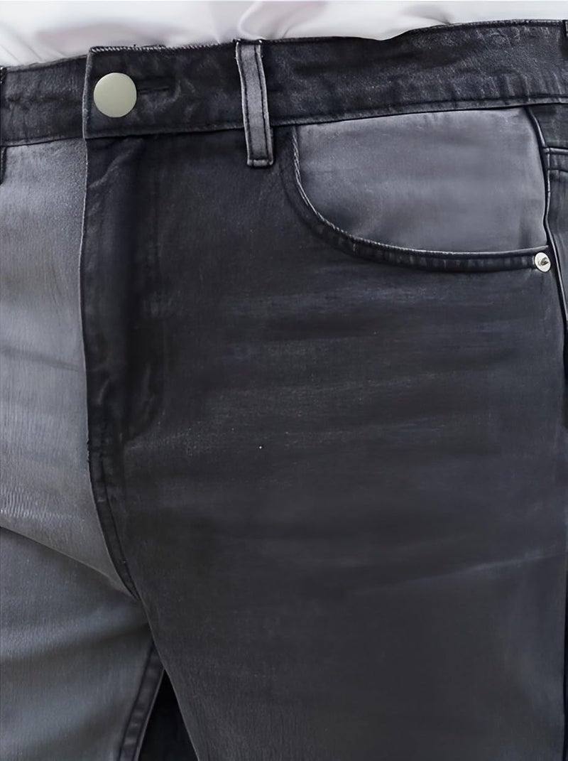 Ben Martin Men's Stretchable Slim Fit Grey Color Block Casual Denim High Rise Jeans Size 28 - Image 4