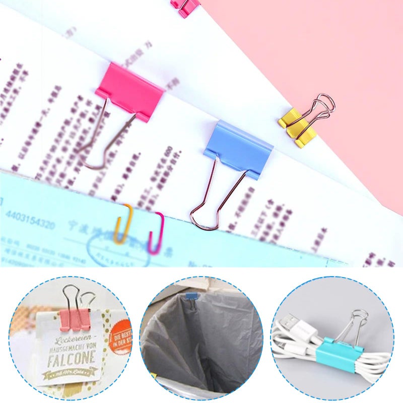 DENGXINWEI 320PCS Paper Clips Binder Clips,Colored Paperclips and BinderClips Assorted Sizes(S/M/L),Colored Office Clips Set,Paper Clamps,Colorful Binder Clips for Office School Supplies Document Organizing - Image 4