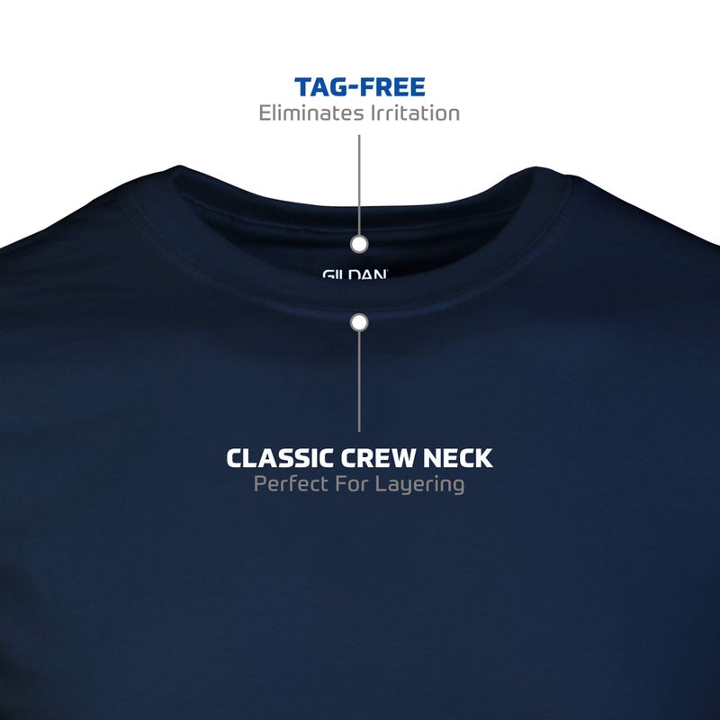 Gildan Men's Crew T-Shirts, Multipack, Style G1100, Navy/Heather Navy/Indigo Blue (5-Pack), Medium - Image 3