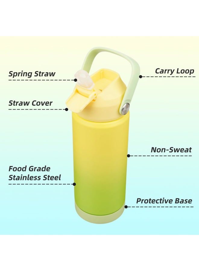 Konokyo Insulated Water Bottle with Straw Lid,18 oz Stainless Steel Vacuum Metal Bottle with Silicone Handle,Lime - Image 4