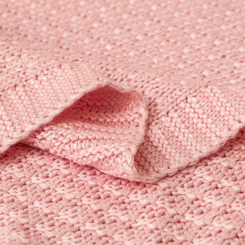 NTBAY Cable Knit Cooling Toddler Blanket, Soft and Breathable Baby Blanket 30x40 Inches Made from Rayon Derived from Bamboo for Crib, Stroller, Nursery, Pink - Image 4
