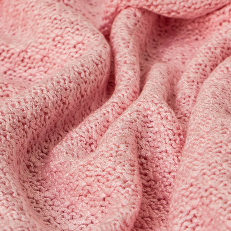 NTBAY Cable Knit Cooling Toddler Blanket, Soft and Breathable Baby Blanket 30x40 Inches Made from Rayon Derived from Bamboo for Crib, Stroller, Nursery, Pink - Image 3
