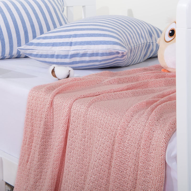 NTBAY Cable Knit Cooling Toddler Blanket, Soft and Breathable Baby Blanket 30x40 Inches Made from Rayon Derived from Bamboo for Crib, Stroller, Nursery, Pink - Image 5