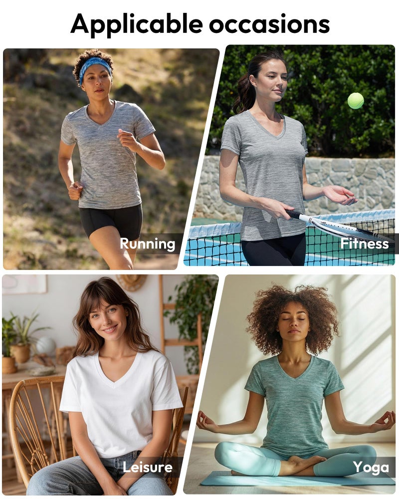 BALENNZ Workout Shirts for Women, Moisture Wicking Quick Dry Active Athletic Women's Gym Performance T Shirts - Image 2