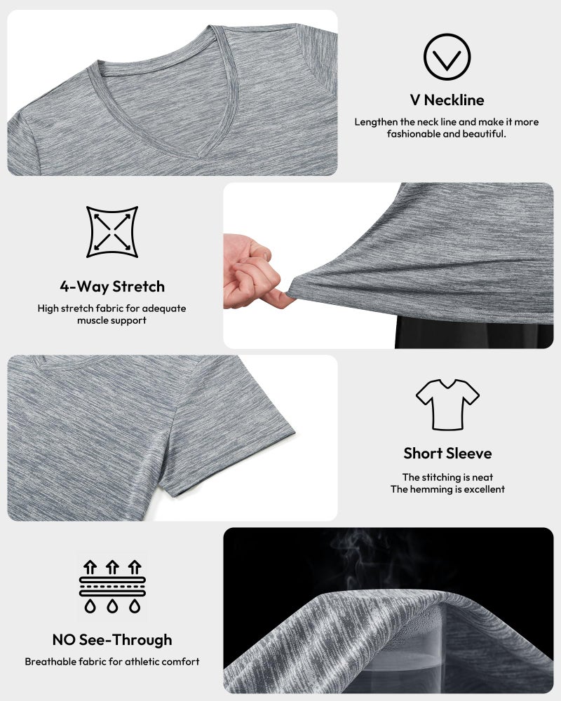 BALENNZ Workout Shirts for Women, Moisture Wicking Quick Dry Active Athletic Women's Gym Performance T Shirts - Image 4