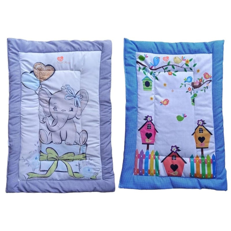 SmallBerry™ Newborn Baby Godadi Bedding Set with Mattress | Multi-Color & Design for Infants | Pack of 2 | Cozy Nursery Essentials for Your Precious Bundle of Joy (Eleph&House) - Image 1