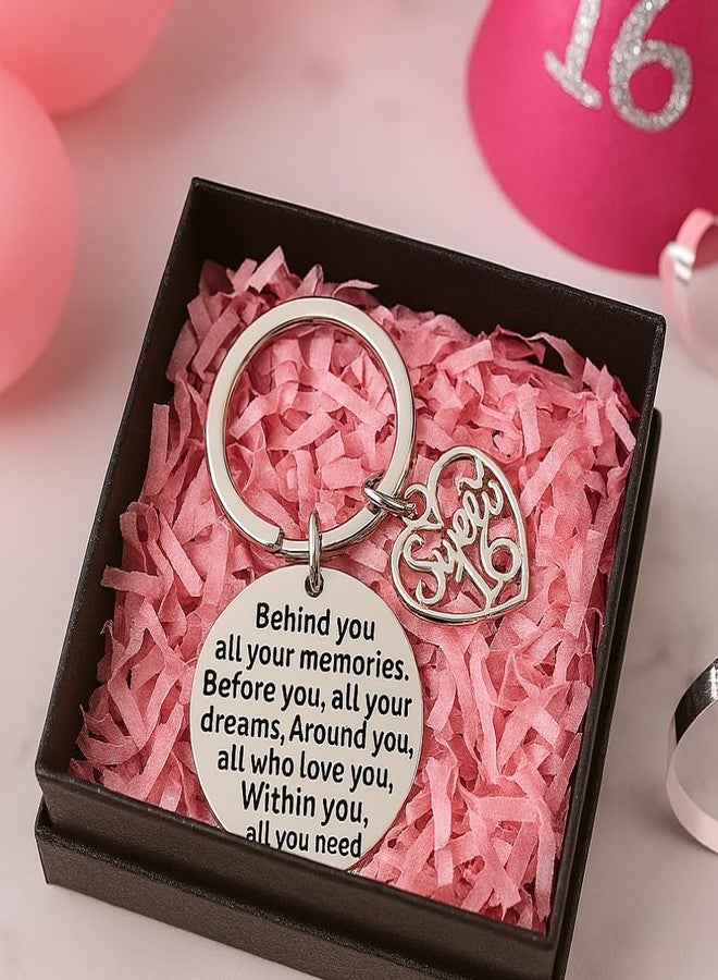 إنفينيتي كوليكشن سلسلة مفاتيح إنفينيتي كوليكشن سويت 16 - سلسلة مفاتيح ملهمة للبنات مع قلادة على شكل قلب وعبارة تحفيزية، هدية عيد ميلاد للمراهقات - Image 5