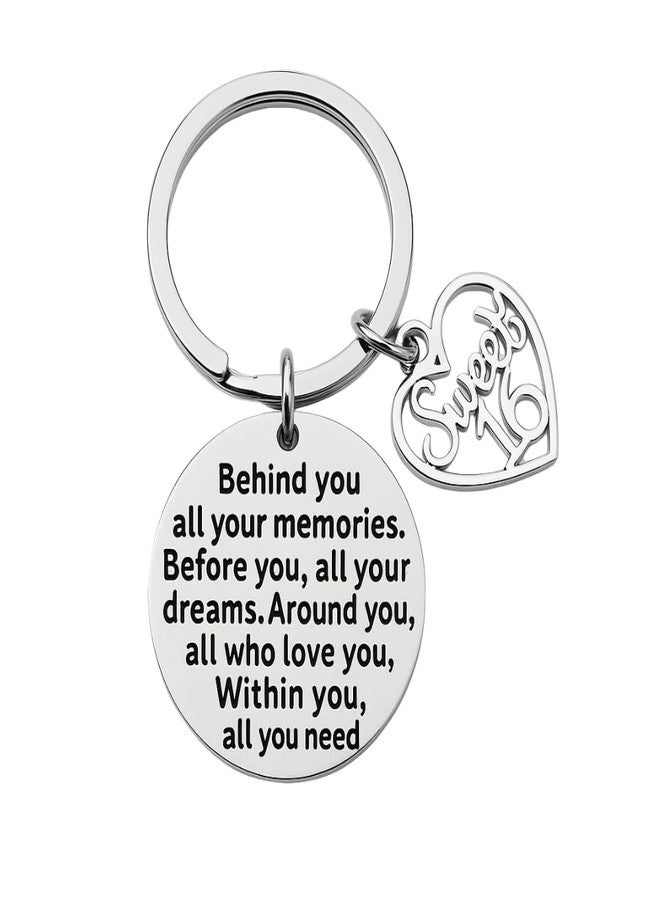 إنفينيتي كوليكشن سلسلة مفاتيح إنفينيتي كوليكشن سويت 16 - سلسلة مفاتيح ملهمة للبنات مع قلادة على شكل قلب وعبارة تحفيزية، هدية عيد ميلاد للمراهقات - Image 1