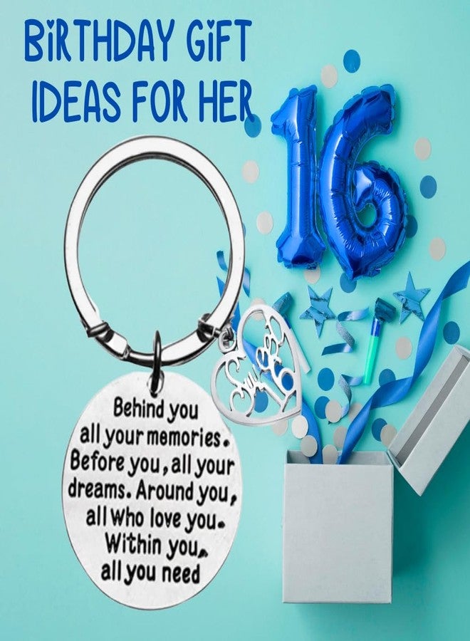 إنفينيتي كوليكشن سلسلة مفاتيح إنفينيتي كوليكشن سويت 16 - سلسلة مفاتيح ملهمة للبنات مع قلادة على شكل قلب وعبارة تحفيزية، هدية عيد ميلاد للمراهقات - Image 4