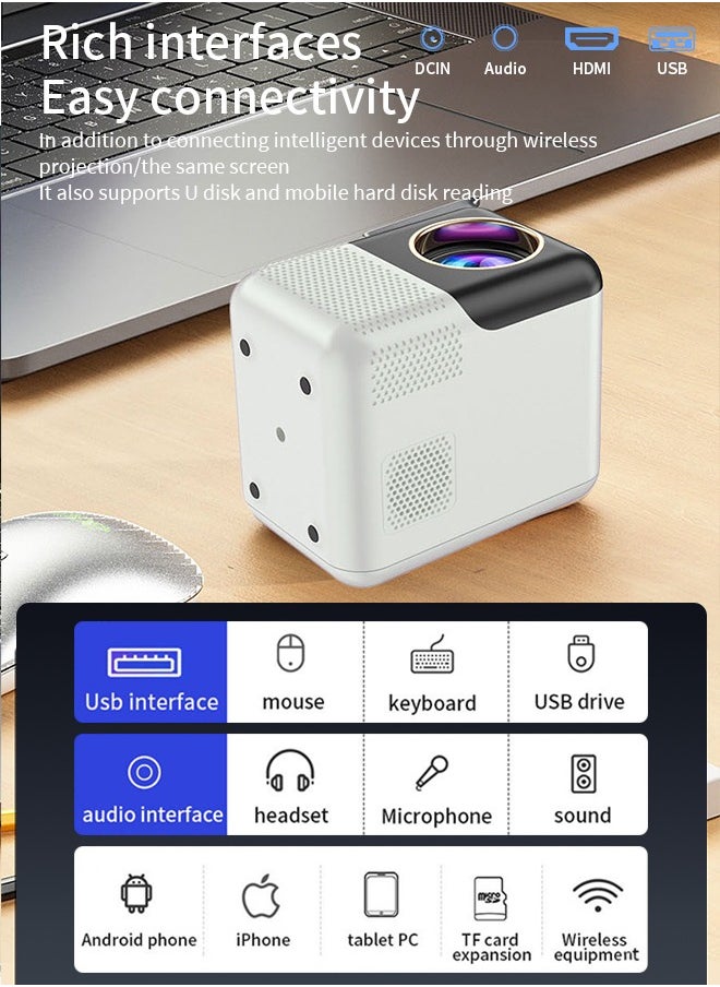 【Auto Focus】Mini Projector, Android 10 WiFi6 BT 5.0 Electronic Focus Portable Projector Full HD Support , Home Theater Projector Compatible with TV Stick/Smartphone/HDMI/USB