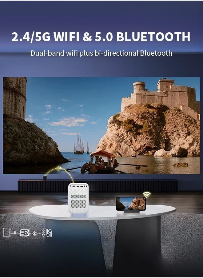 【Auto Focus】Mini Projector, Android 10 WiFi6 BT 5.0 Electronic Focus Portable Projector Full HD Support , Home Theater Projector Compatible with TV Stick/Smartphone/HDMI/USB