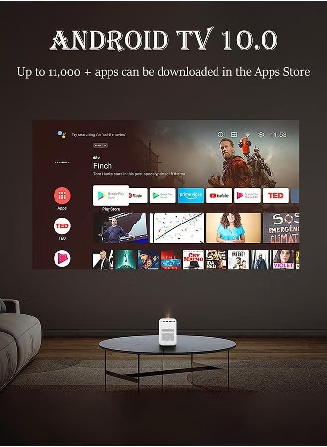 ديقيساند 【التركيز التلقائي】جهاز عرض صغير، جهاز عرض محمول يعمل بنظام Android 10 WiFi6 BT 5.0 بتركيز إلكتروني يدعم دقة عالية كاملة، جهاز عرض مسرح منزلي متوافق مع عصا التلفزيون/الهاتف الذكي/HDMI/USB  - Image 4