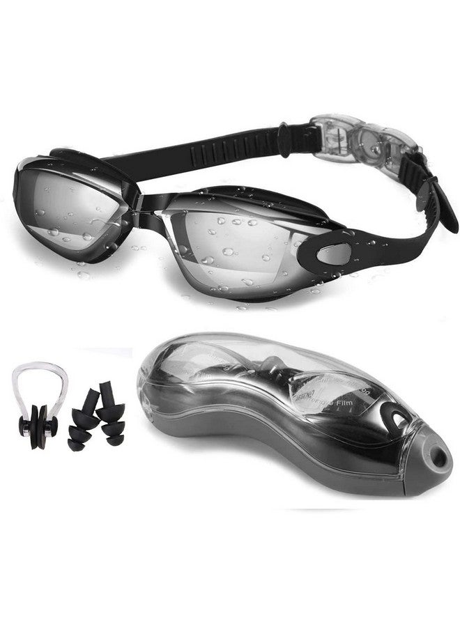 Prime Deals Deals Mirrored Wide-Vision Swim Goggles Pro Clear Lens & Swimming Goggles With Uv And Anti Fog Protection For Adult Men Women With Free Protective Case, Nose Clip, Ear Plugs (Grey) - Image 1