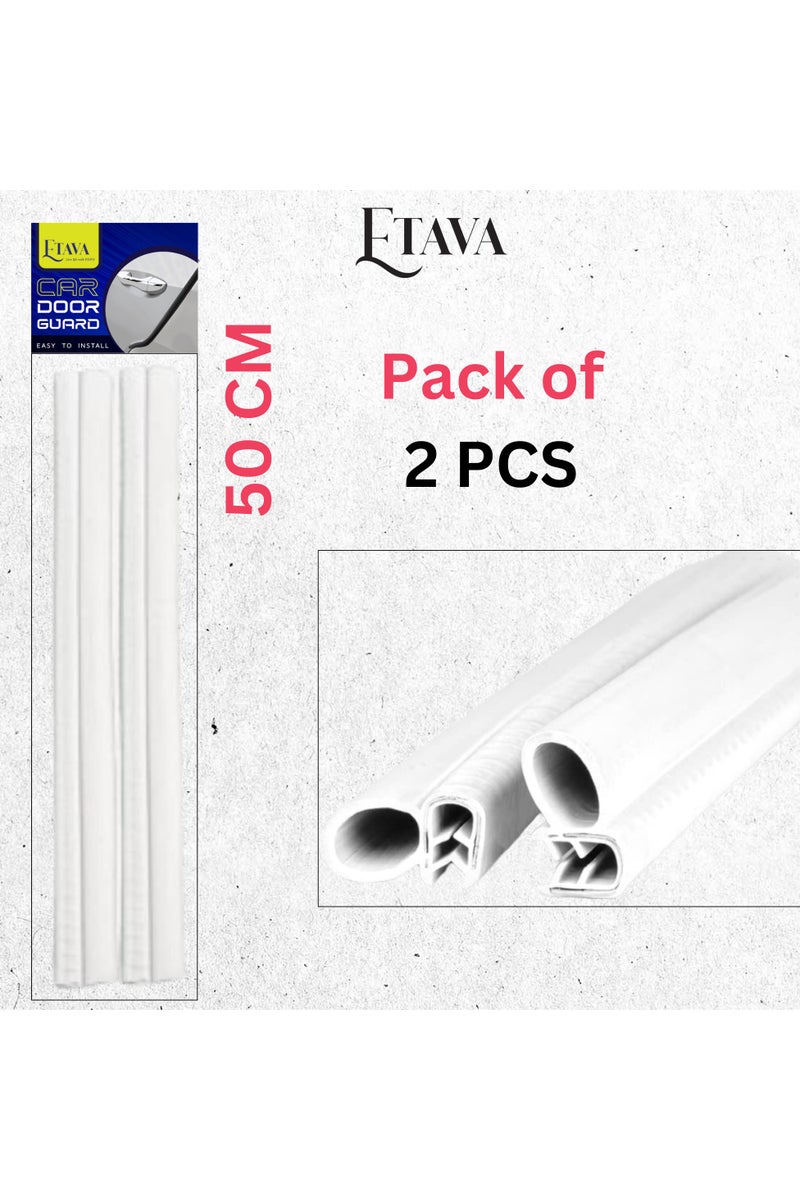 ETAVA Car Door Edge Guard Rubber Clip (2 Pcs, 50cm Each) | U Shape Anti-Collision Bumper Strip | Universal Fit – No Glue – Scratch Protector for Most Cars – White - Image 2