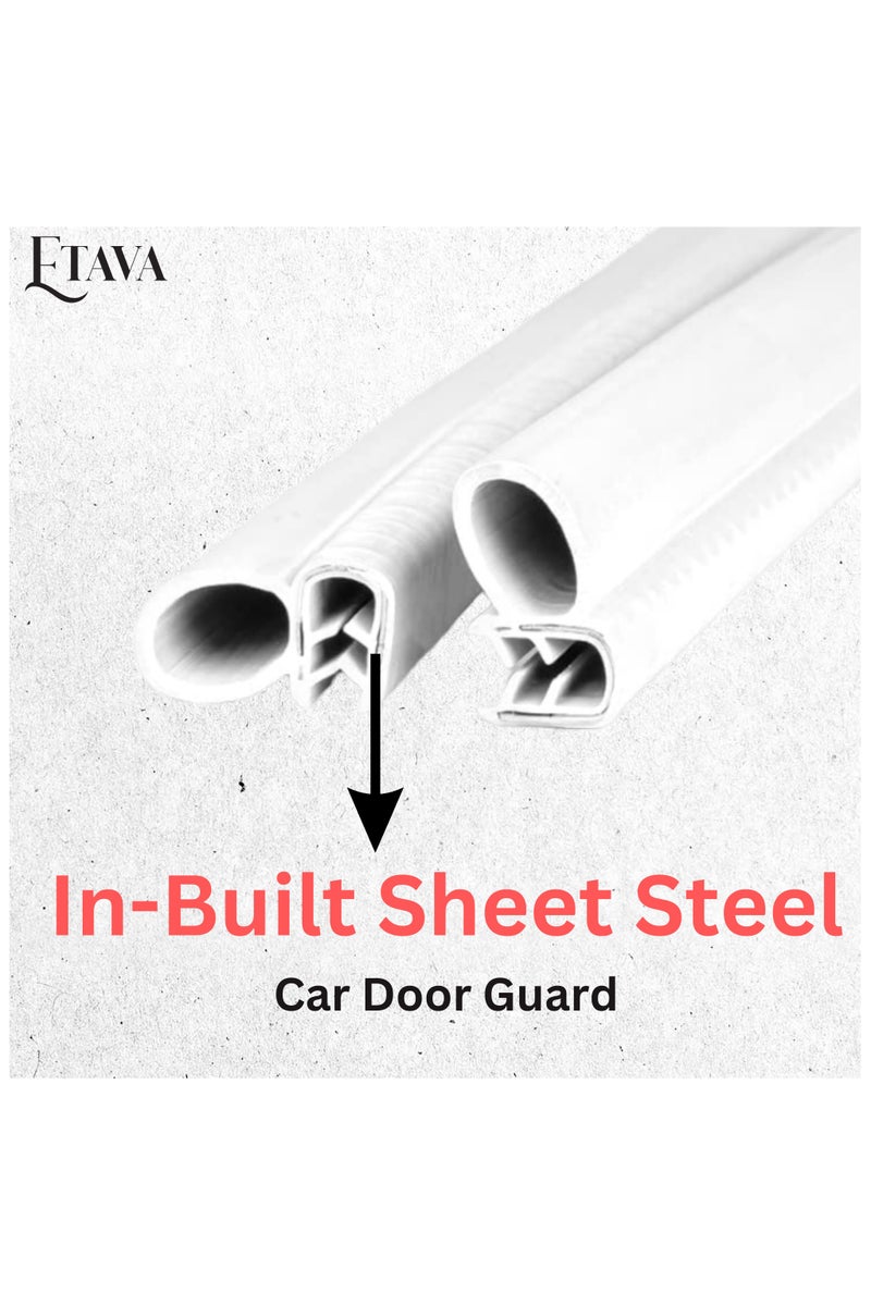ETAVA Car Door Edge Guard Rubber Clip (2 Pcs, 50cm Each) | U Shape Anti-Collision Bumper Strip | Universal Fit – No Glue – Scratch Protector for Most Cars – White - Image 5