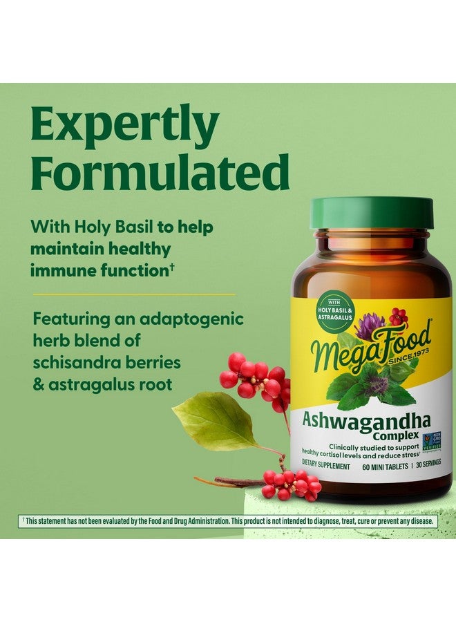 MegaFood Ashwagandha Complex (Formerly Stress Protect) - Ashwagandha Supplements with Astragalus Root & Holy Basil - Vegetarian & Gluten Free Cortisol Supplement - 60 Mini Tablets, 30 Servings - Image 5
