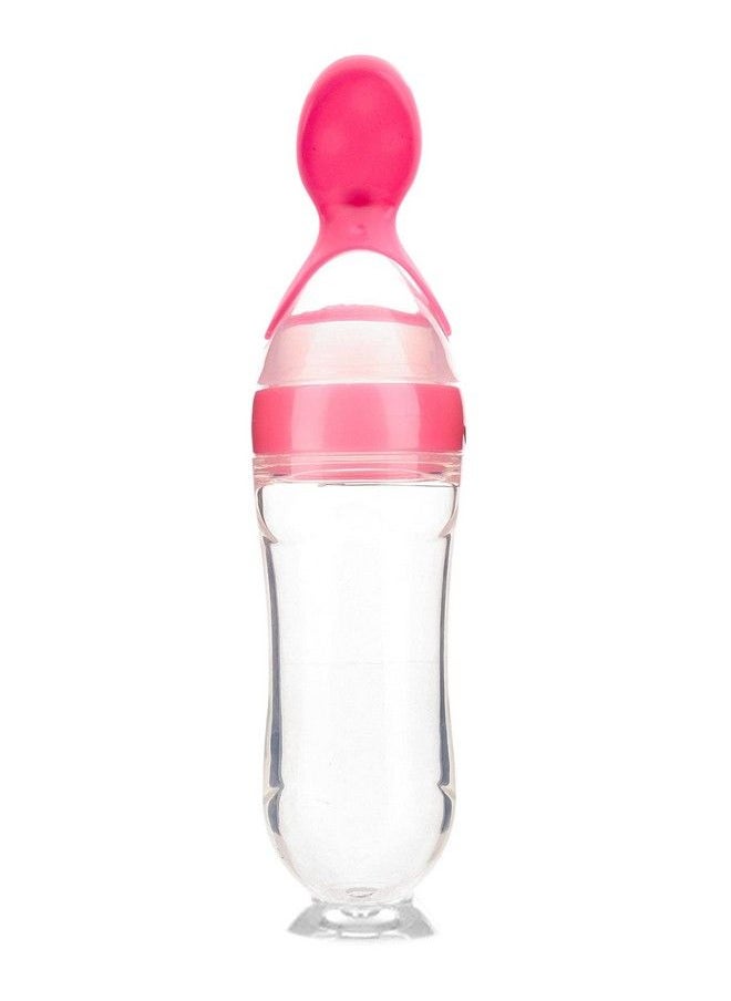 The Little Lookers - Baby Squeezy Food Grade Silicone Feeder Bottle With Spoon Feeder For Infants Baby ; Ceralac Feeder Rice Paste Milk Food Feeder90Ml (Pink) - Image 1