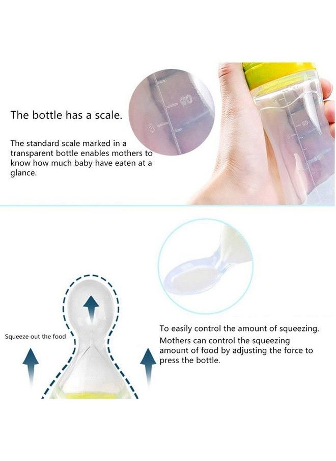 The Little Lookers - Baby Squeezy Food Grade Silicone Feeder Bottle With Spoon Feeder For Infants Baby ; Ceralac Feeder Rice Paste Milk Food Feeder90Ml (Pink) - Image 1