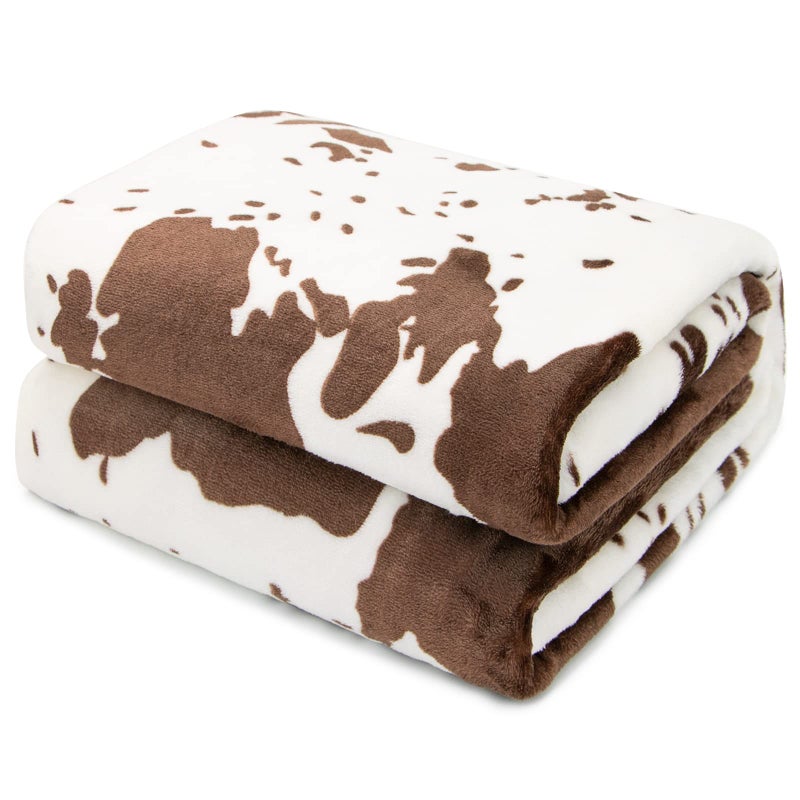 HSEEC Cow Print Blanket Soft Flannel Cozy Cute Warm Plush Lightweight Throw Blanket for Couch Sofa Bed All-Season Cow Fleece Throws for Adults Kids Boys Teens Gifts 50"x60" - Image 3