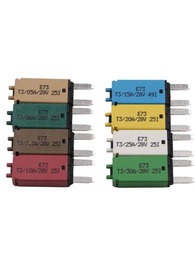 Generic (8pcs) Manual Reset Mini ATM Blade Style Circuit Breakers Footprint Circuit Protector 5A 6A 7.5A 10A 15A 20A 25A 30A  - Image 1