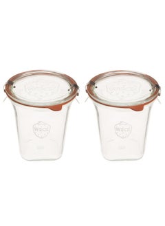 Weck Weck Jars Medium Quadro 747-18.4 fl. Oz | 545mL Eco-Friendly Canning Jar | Food Storage Containers with Airtight Lids | Made in Germany, Rust-Proof & BPA-Free (Pack of 2)  - Image 1