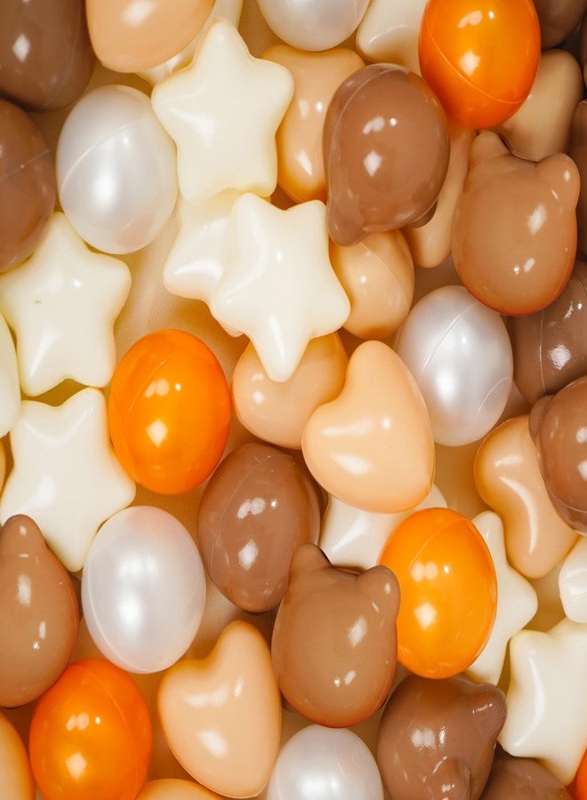 TRENDPLAY كرات حوض تريند بلاي على شكل نجمة ودب وقلب للأطفال الصغار، 50 قطعة، كرات ألعاب بلاستيكية للأولاد والبنات، لون قهوة + بني + أبيض كريمي - Image 1