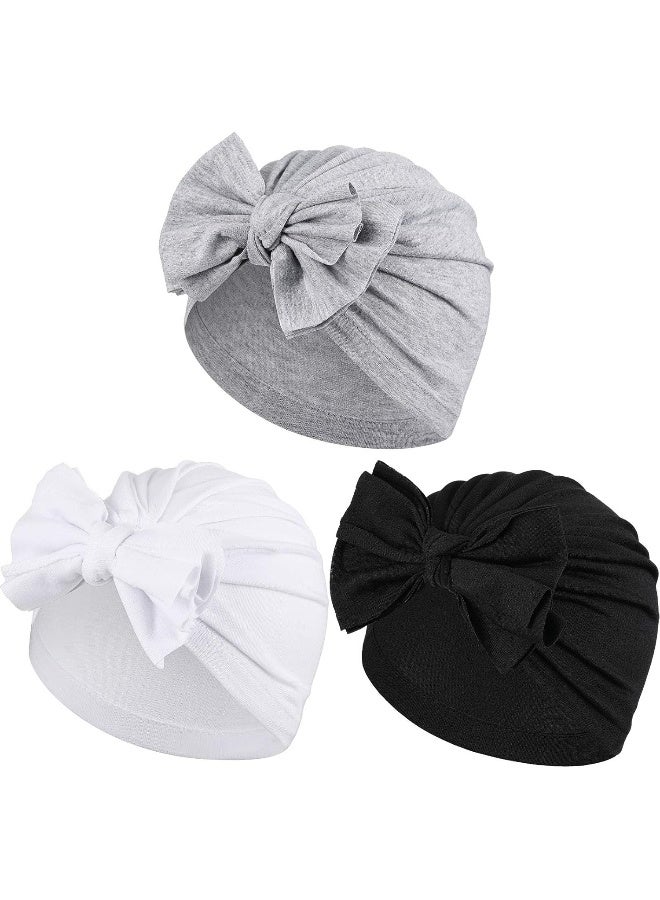 Geyoga Geyoga 3 Pieces Baby Bow Knot Turban Hats Beanie Headwraps for Toddlers Girls  - Image 1