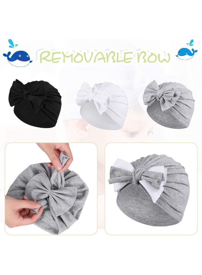 Geyoga Geyoga 3 Pieces Baby Bow Knot Turban Hats Beanie Headwraps for Toddlers Girls  - Image 4