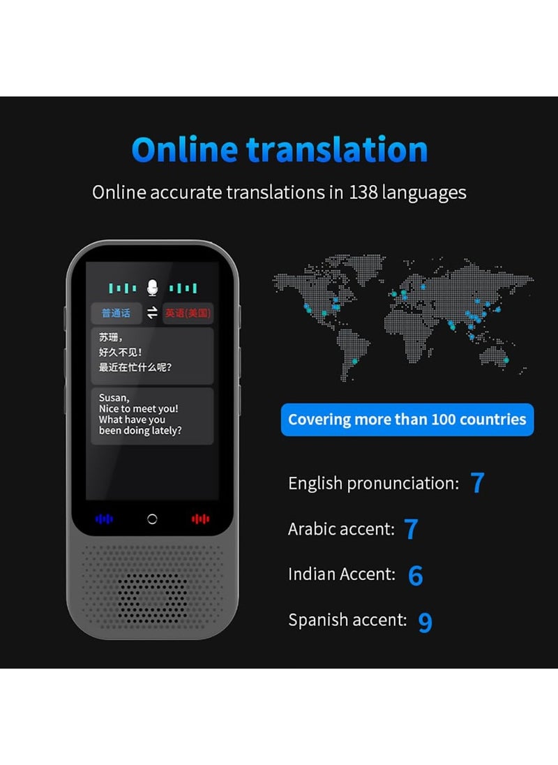 نجم ستايل - جهاز مترجم لغة فوري مزود بكاميرا، لا يحتاج إلى شبكة WiFi، 138 لغة و19 حزمة غير متصلة بالإنترنت، ترجمة صوتية وصور عالية الدقة في الوقت الحقيقي (0.5 ثانية) لتعلم السفر والأعمال التجارية - Image 1