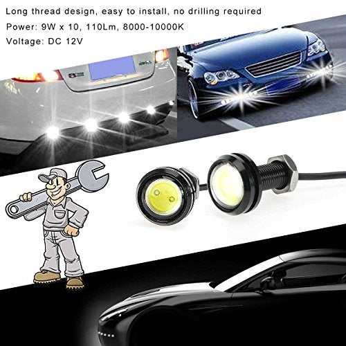 Kawell Universal 6 Pack High Power White 9W Led Eagle Eye Bumper DRL Fog Light Motorcycle Light Daytime Running Tail Backup Light Car Motor Clearance Marker Lights - Image 4