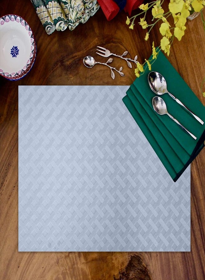 ElastPro Placemat Set of 6 Heat-Resistant Place Mats Stain Resistant Washable, Dining Table and Fridge Mat (Diagonal Pattern, Metallic Grey) - Image 4
