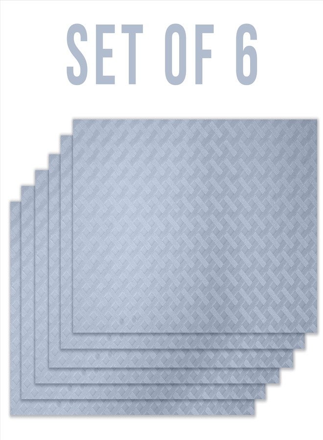 ElastPro Placemat Set of 6 Heat-Resistant Place Mats Stain Resistant Washable, Dining Table and Fridge Mat (Diagonal Pattern, Metallic Grey) - Image 2