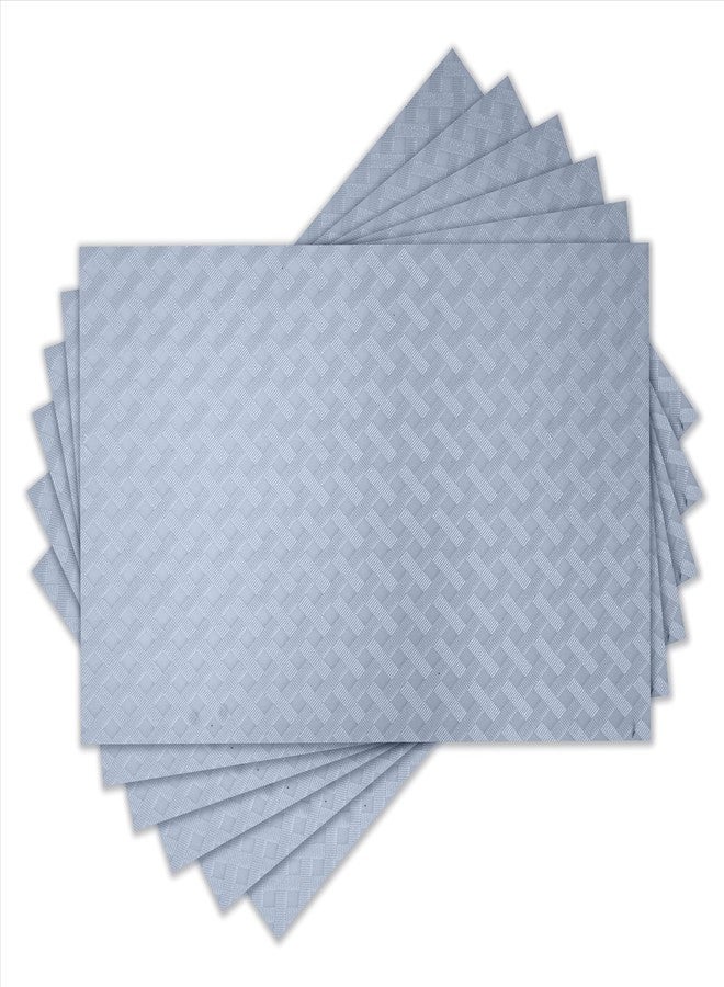 ElastPro Placemat Set of 6 Heat-Resistant Place Mats Stain Resistant Washable, Dining Table and Fridge Mat (Diagonal Pattern, Metallic Grey) - Image 1