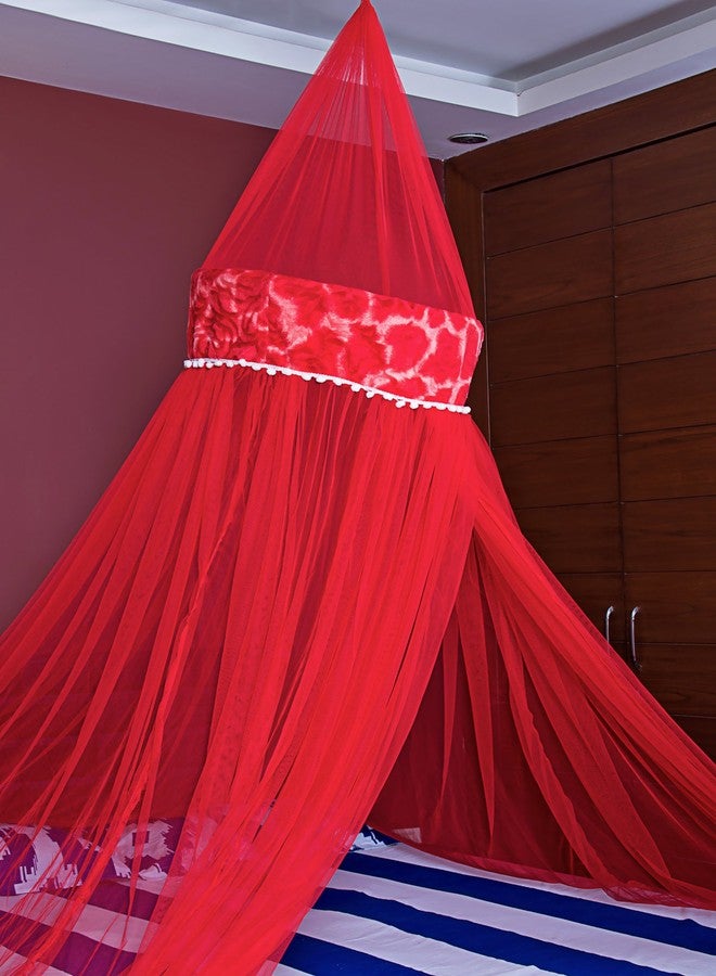 CREATIVE TEXTILES Red Color Mosquito Net Size :- Single Bed - Image 3