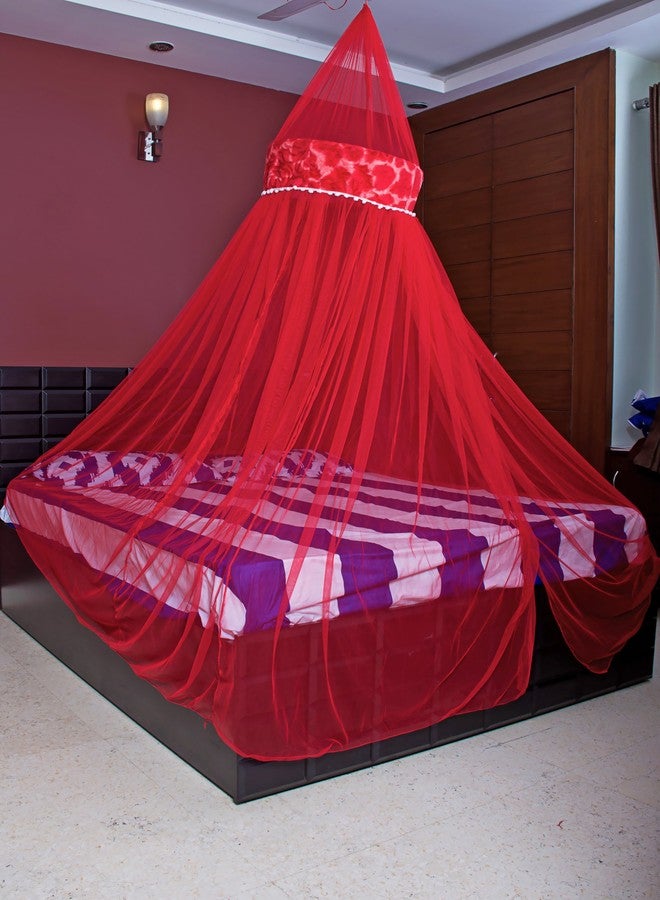 CREATIVE TEXTILES Red Color Mosquito Net Size :- Single Bed - Image 1