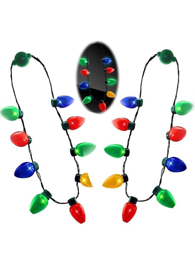 2pcs,Light up Flashing Necklace Toys for Kids, Glow in the Dark LED Light Bulbs for Adults, Ugly Christmas Birthday Wedding Rave Carnival Party Favors Supplies  - Image 1