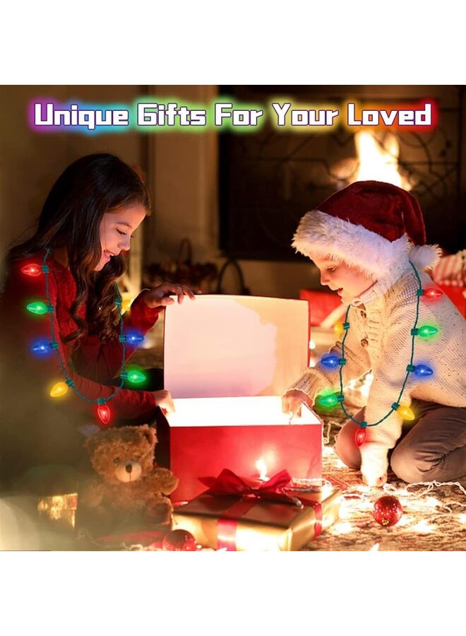 2pcs,Light up Flashing Necklace Toys for Kids, Glow in the Dark LED Light Bulbs for Adults, Ugly Christmas Birthday Wedding Rave Carnival Party Favors Supplies  - Image 5